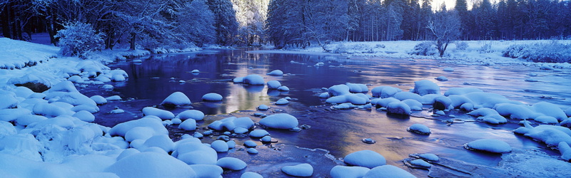 4K, Merced, Park, USA, Winter, Yosemite, National, Snow, River, California