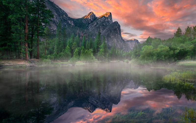 desktop, yosemite, brothers, three, u, photography, reflection, s, hd, landscape, river, national, sunset, valley, merced, park, 4K
