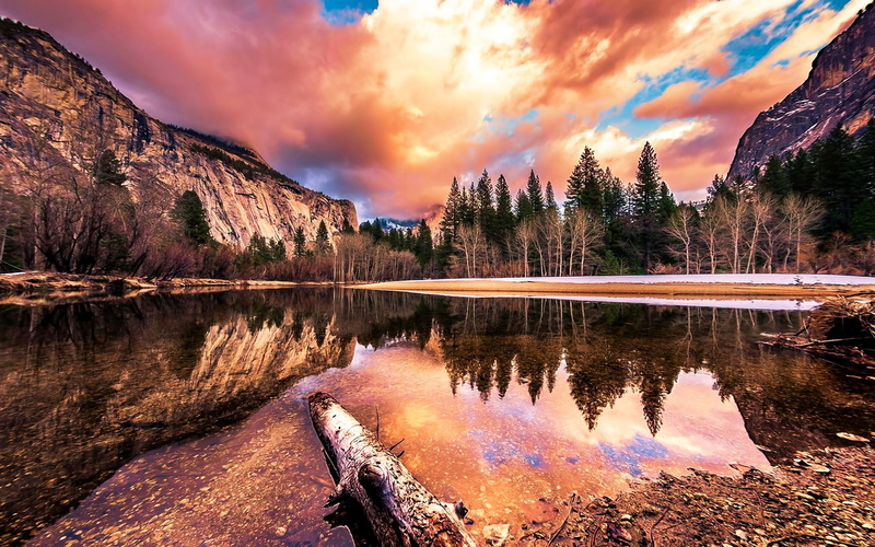  screen, full, romantic, river, merced, park, hd, yosemite, beautiful, landscape, national, sunsets, 2K