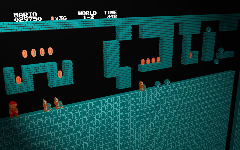 8-Bit, Mario, 3D, Super Mario Bros., NES, Underground, Lambda Core, 1080P, Nintendo, Retro