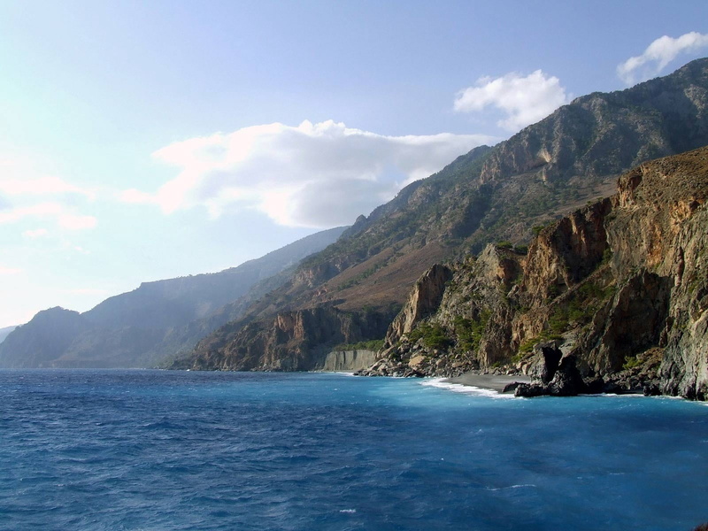 mountains, idyllic, tranquility, beauty In Nature, landscape, scenics, bay Of Water, island, sky, cloud - sky, vacations, seascape, mountain range, cliff