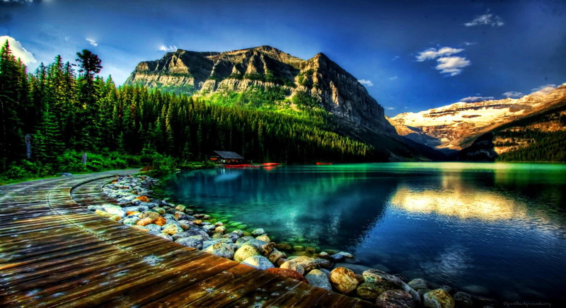 water, lake, beside, gray, 1080P, calmness, colorful, lakeshore, rocky, mountains, serenity, nature, calm, riverbank, shore, house, cabin, cottage, clear