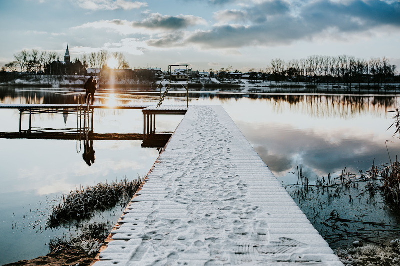 asia, water, plant, nature, cold temperature, Winter, tranquility, lake, river, walk, wooden, beauty in nature, 5K, cloud - sky, frozen, tranquil scene