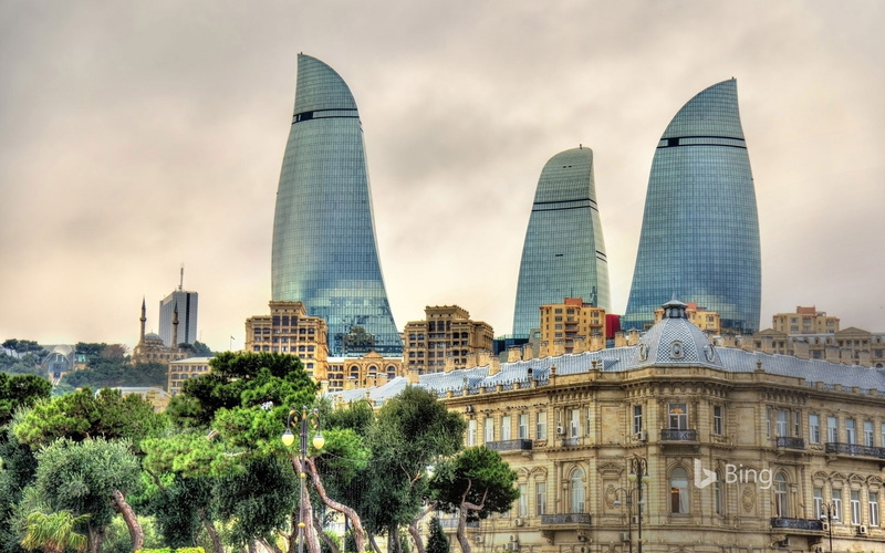 financial district, nature, baku, travel, building exterior, skyscraper, plant, skyline, sky, und, office, 1080P, architecture, flame, office building exterior