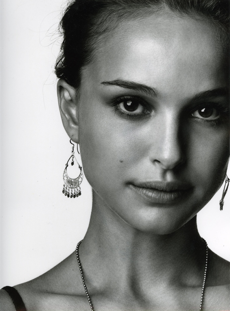 eyes, 4K, monochrome, face, Natalie Portman, celebrity