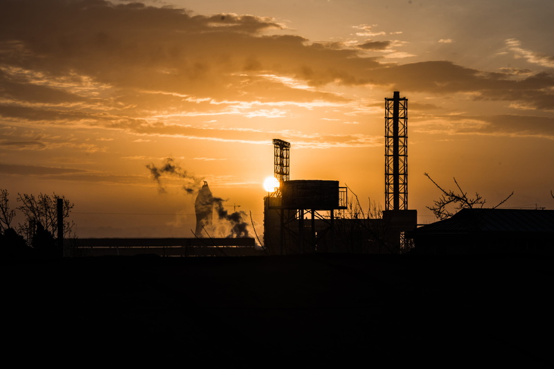 red sky, sky, pollution, orange, refinery, outdoors, dawn, industrial, beauty in nature, architecture, city, smoke stack, building exterior, orange color