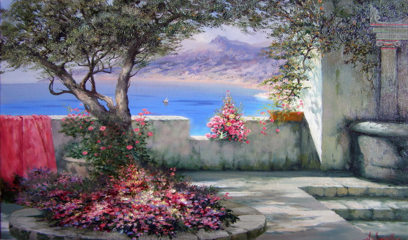 europe, tranquility, 2K, famous Place, tranquil scene, bougainvillea, mediterranean Sea, leafed, joy, growth, no People, travel, water, pink color, travel Destinations