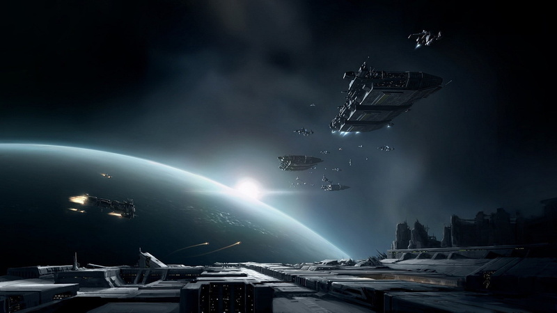 transportation, mode of transportation, illuminated, architecture, airplane, building exterior, space spaceship eve online caldari, digital composite, moon