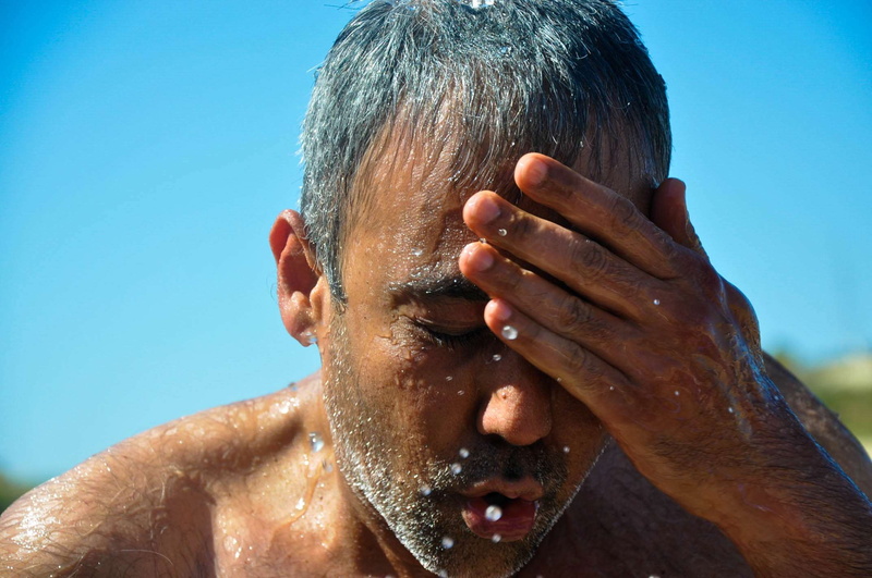 one person, human hand, depression - sadness, cold, body part, hand, hot, run, persistence, blue sky, shirtless, race, 1080P, pain, man, ice, hands covering eyes