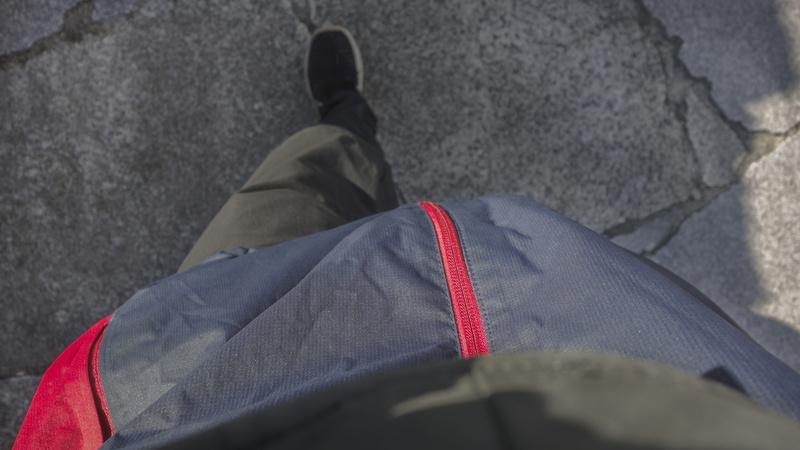 human body part, casual clothing, light, focus on foreground, clothing, blue, red, body part, snapshot, rainjacket, lifestyles, outdoors, 5K, being, standing