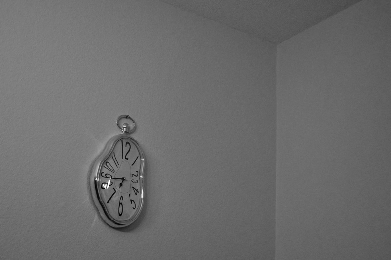 low angle view, clock, ceiling, wall - building feature, architecture, number, theme minimalism, dali, instrument of time, wall clock, wall, copy space