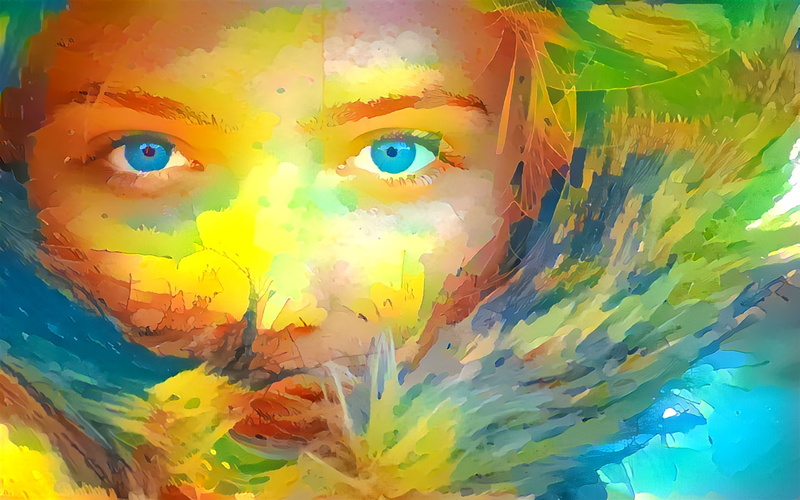 deep-art, colorful, blue eyes, women, artwork, 720P