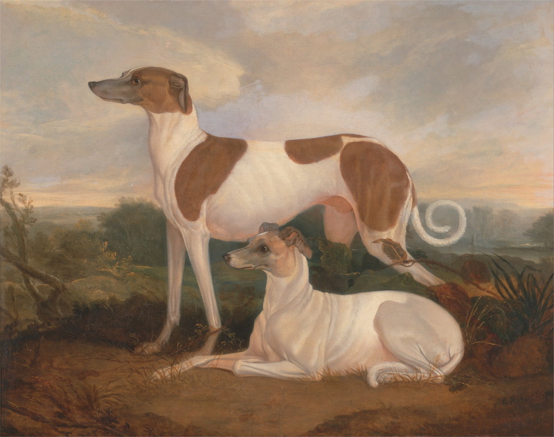 two, vertebrate, oil on canvas, sitting, art, no people, portrait, trees, outside, dogs, art and craft, mammal, day, digital composite, painting, animal