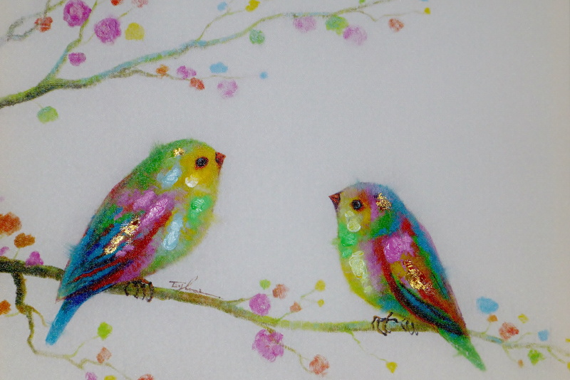 decoration, animal, no people, full length, close-up, vertebrate, 4K, image, parrot, canvas, cute, group of animals, animal representation, tree, colorful