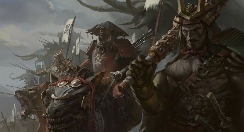 1080P, Ogre, artwork, Japanese, katana