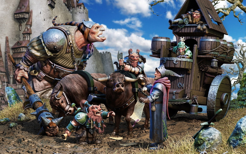 cartoon, giant, goblins, 1080P, ogre, fight, fantasy