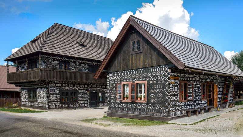 čičmany, city, house, people, traditions, symbol, old, architecture, roof, historical, travel, nature, no people, drevenica, 5K, cloud - sky, slovakia