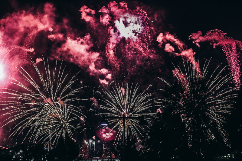outdoors, no people, arts culture and entertainment, clouds, sea, red, cloud, long exposure, fireworks, explosive, dark, firework - man made object, motion
