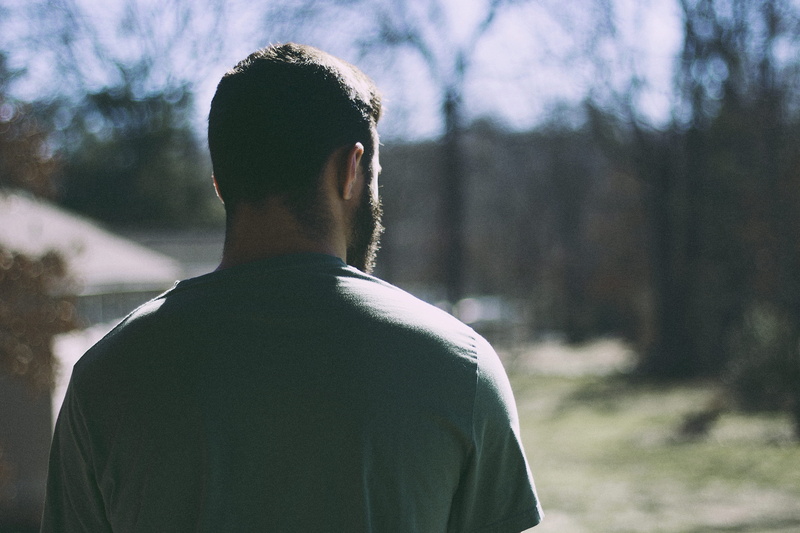 forest, t, woodland, contemplation, individual, woods, one person, hairstyle, male, selective, men, standing, day, pine woodland, hair, backside, grey