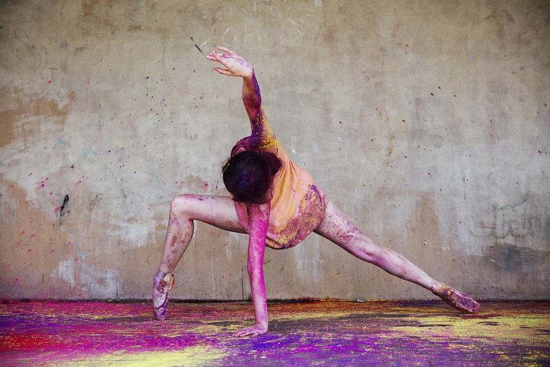 happy, colourful, ballet, movement, colour, 1080P, ballerina, action, moving, happiness, powder paint