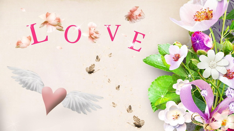 stars, winged heart, butterflies, love, spring, summer, 3d and abstrac, 1080P, ribbon, flowers, valentines day
