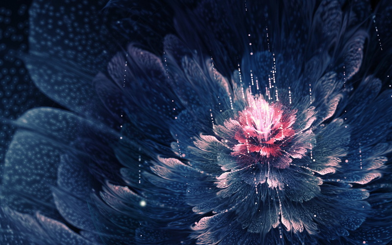 1080P, blue, flor, red, lines, abstrac, flower, plant