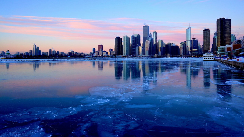 tall - high, landscape, building, skyline, modern, winter, water, building exterior, downtown, ilinois, office building exterior, urban skyline, frost