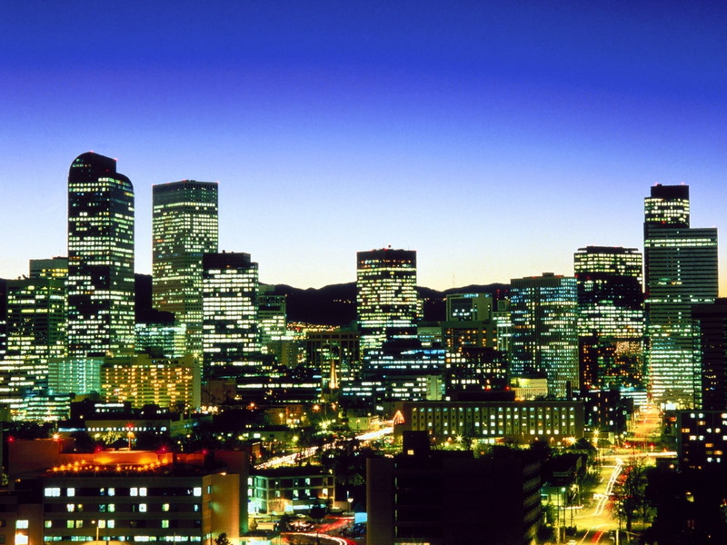 Denver, cityscape, dusk, 720P, city, urban, city lights