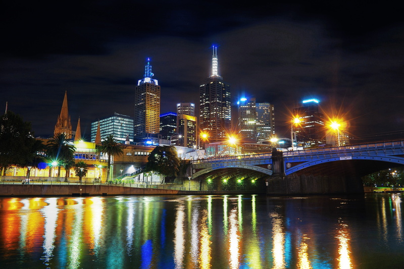 bridge, arch bridge, night, nature, princes brisge, yarra river, built structure, connection, flinders st, water, skyscraper, 5K, melbourne, river, illuminated