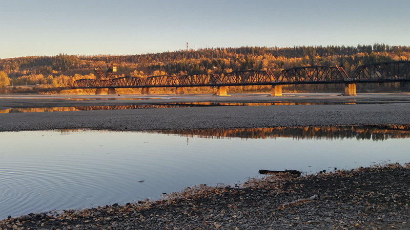 canada, beauty in nature, scenics - nature, city, light, built structure, reflection, clear sky, water, british columbia, architecture, prince george, day