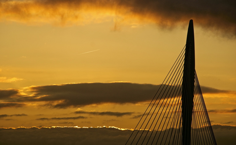 sky, Sun and Sky, scenics - nature, Utrecht, silhouette, Golden, Photography, water, built structure, Sunset, cloud - sky, 4K, bridge - man made structure