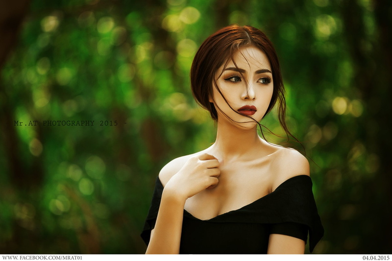Model, hairstyle, Models, young women, one person, women, Mai Ánh Quyên, tree, looking at camera, beauty, focus on foreground, Girl, beautiful woman, hair