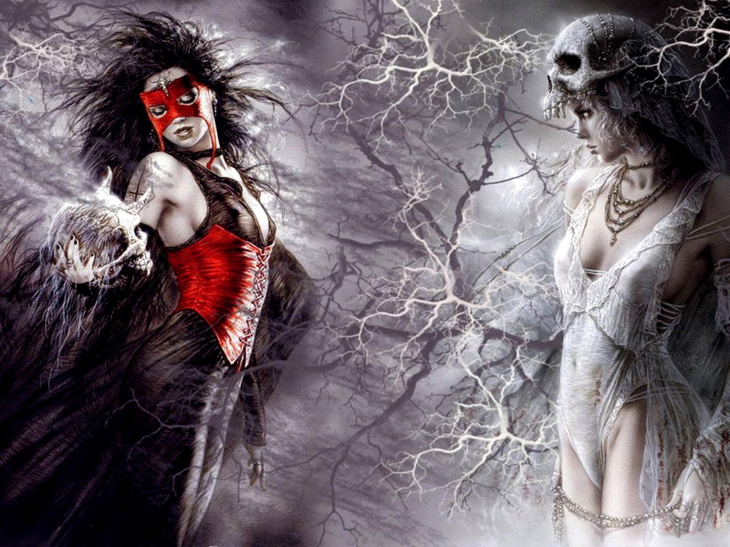 Evil, 720P, babes, women, skull, art, Good, luis, Dark, fantasy, Royo, mood, sexy