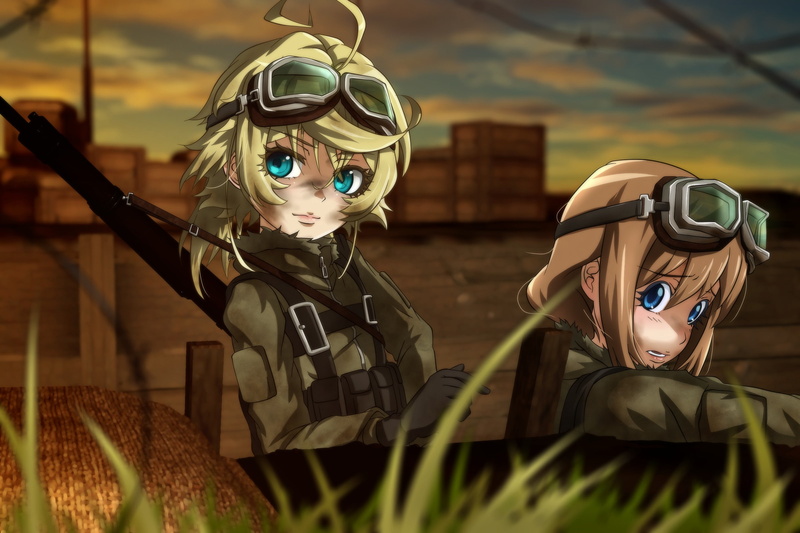 innocence, helmet, childhood, offspring, males, females, women, costume, portrait, tanya degurechaff youjo senki military gun, front view, boys, disguise