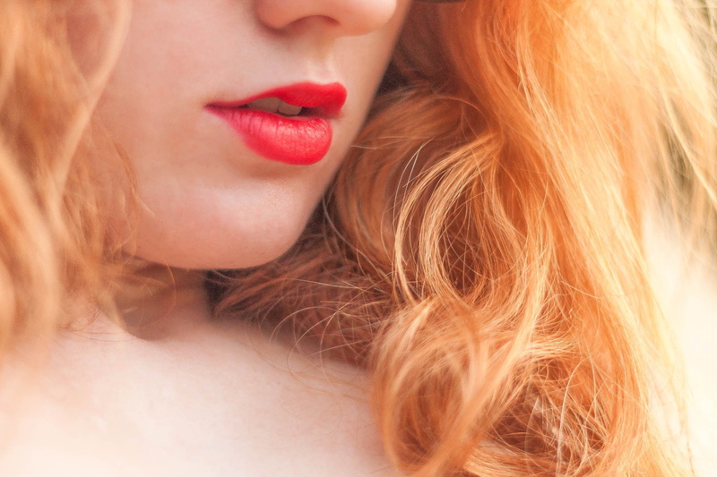 redhead, 1080P, women, red lipstick, lips