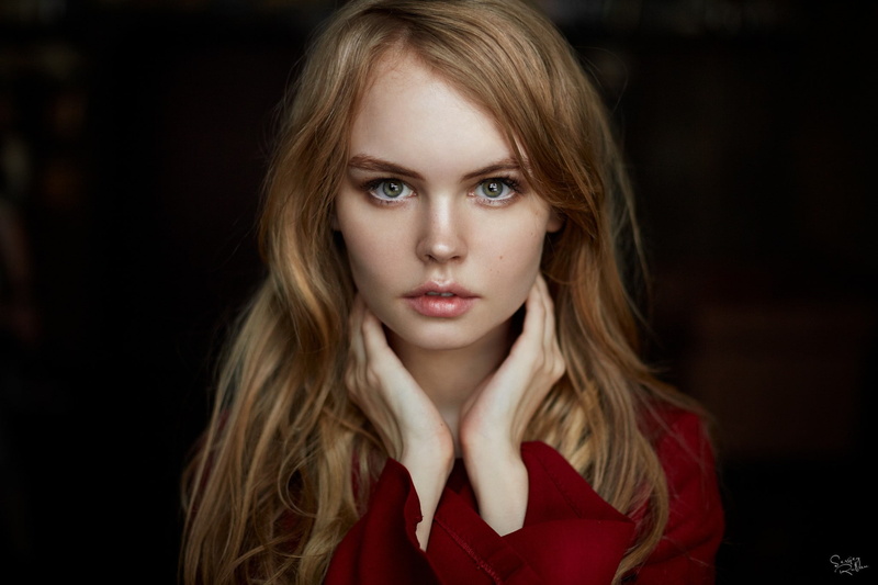 portrait, long hair, blonde, Anastasia Scheglova, model, women, 1080P