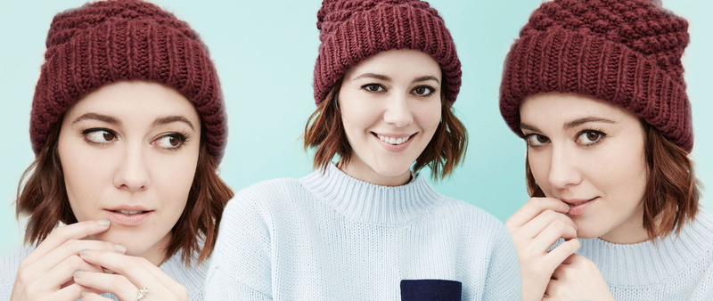 smiling, knit hat, 2K, human face, hairstyle, emotion, sweater, clothing, body part, brown eyes, young women, warm clothing, women, winter, people, young adult