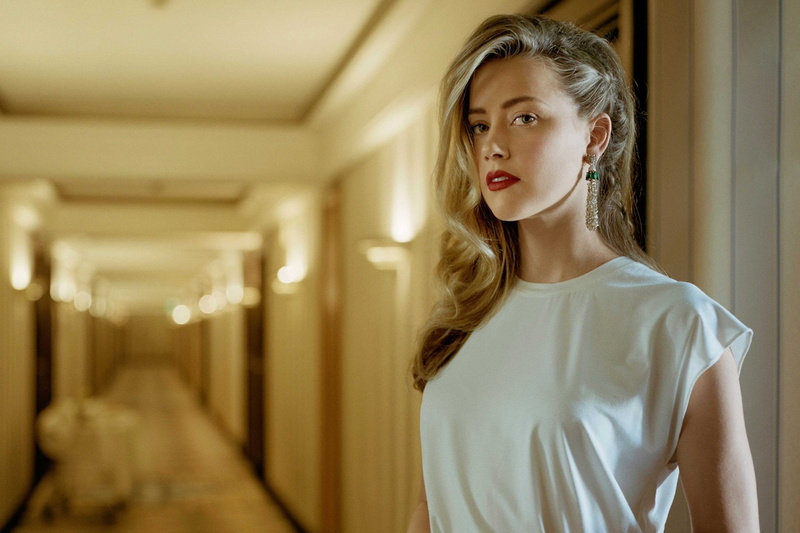 1080P, Amber Heard, Depth Of Field, Actresses, Earrings, Lipstick, Actress, Blue Eyes, Blonde, American