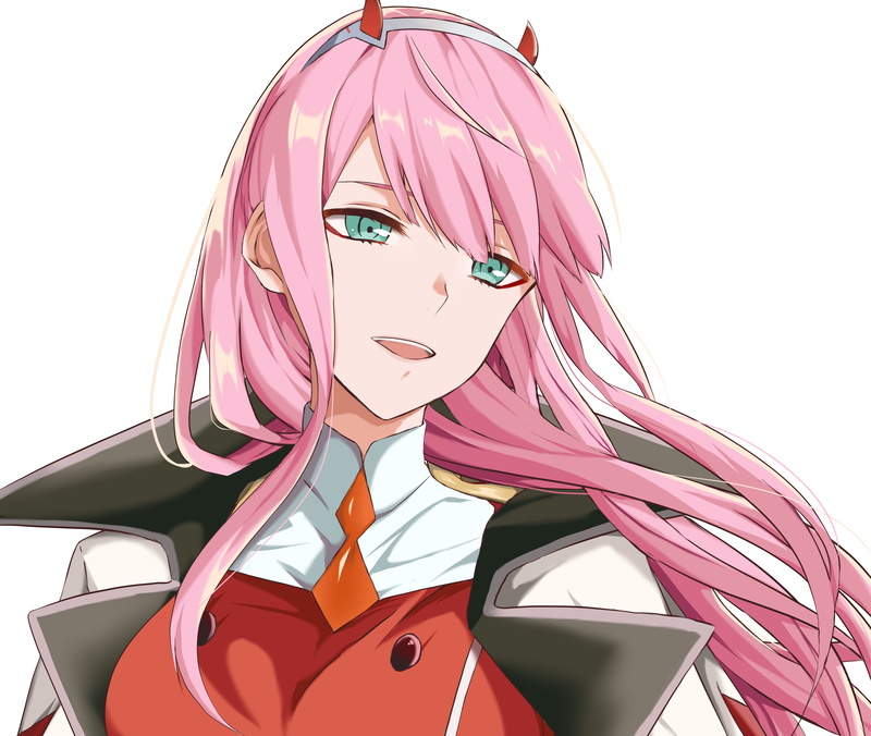 zero two, no people, close-up, 4K, multi colored, indoors, studio shot, clear sky, creativity, Anime, darling in the franxx, white background, mannequin