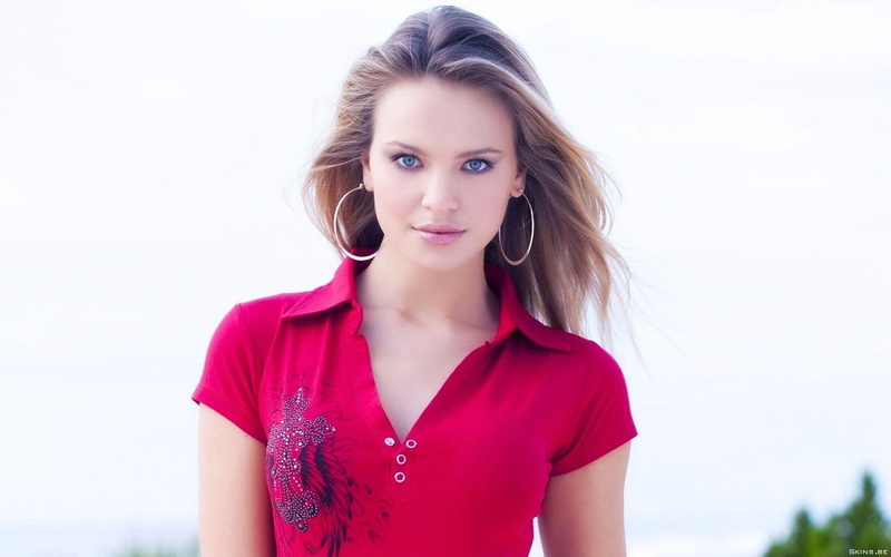 720P, women, tomacheski, faces, models, t shirts, blondes, eyes, elisandra, blue