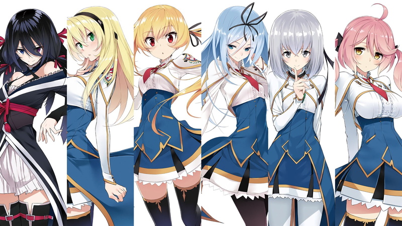 Krulcifer Einfolk, anime girls, Lizsharte Atismata, Celestia Ralgris, Airi Arcadia, Saijaku Muhai no Bahamut, Kirihime Yoruka (Saijaku muhai no bahamut )
