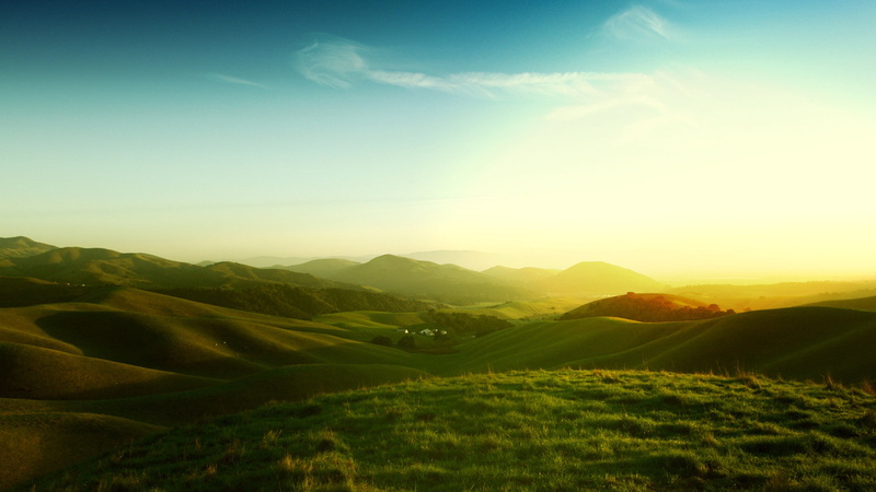 scenics, grass, field, blue, sunbeam, tranquility, light, nature, plant, day, landscaped, rural Scene, dusk, clouds, no People, sunlight, season, sunrise - Dawn