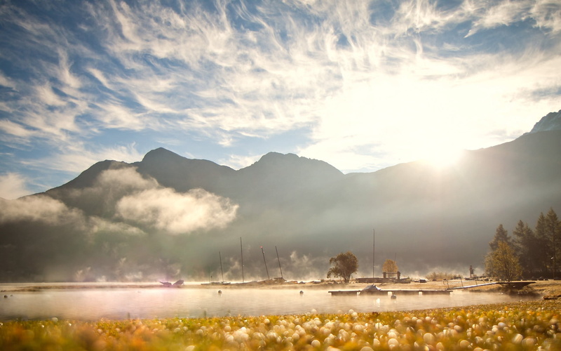 sun, valley, europe, hill, european Alps, winter, panoramic, tourism, sunset, no People, blue, reflection, travel, fog, lake, sky, mountains, beauty In Nature