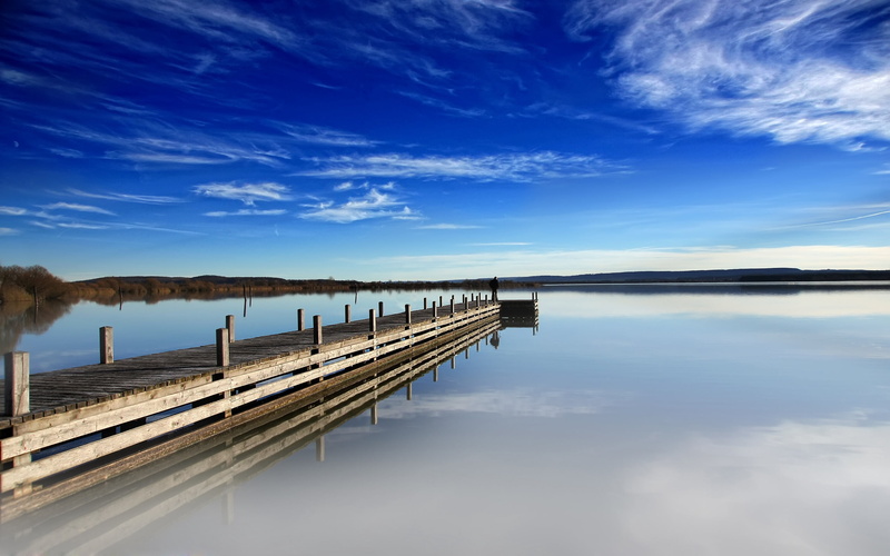 morning, dock, long, beauty In Nature, lake, idyllic, no People, built structure, blue, summer, clouds, scenics, wood - Material, day, nature, water, tranquil Scene