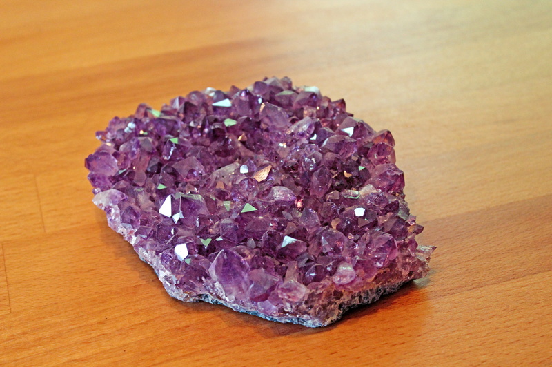 amethyst, day, freshness, high angle view, table, single object, indoors, no people, mineral, geology, food, close-up, food and drink, temptation, jewelry