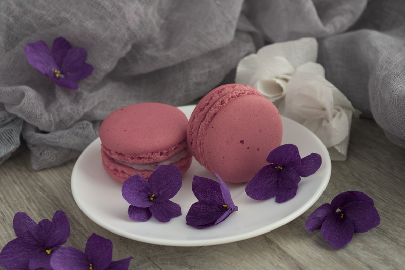 appetizer, freshness, indoors, krupnyj plan, violet, violets, 5K, macarons, plate, plant, sweet food, indulgence, flowering plant, close-up, flower, pink color