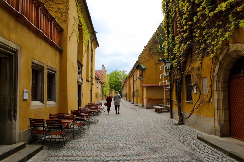 cobblestone, nature, men, outdoors, lifestyles, augsburg, footpath, historic center, street, sky, road, built structure, places of interest, rear view
