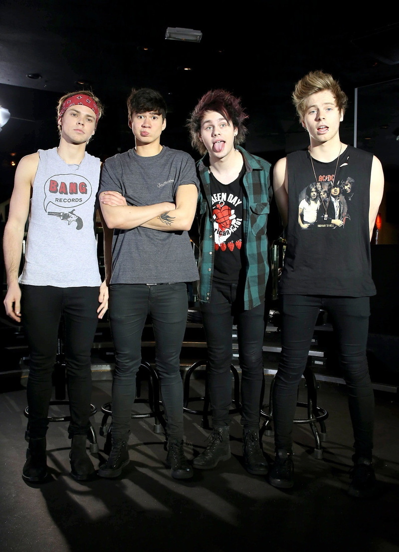 togetherness, teenage boys, portrait, full length, adolescence, people, young adult, cool attitude, teenager, adult, music, young women, 5 Seconds of Summer