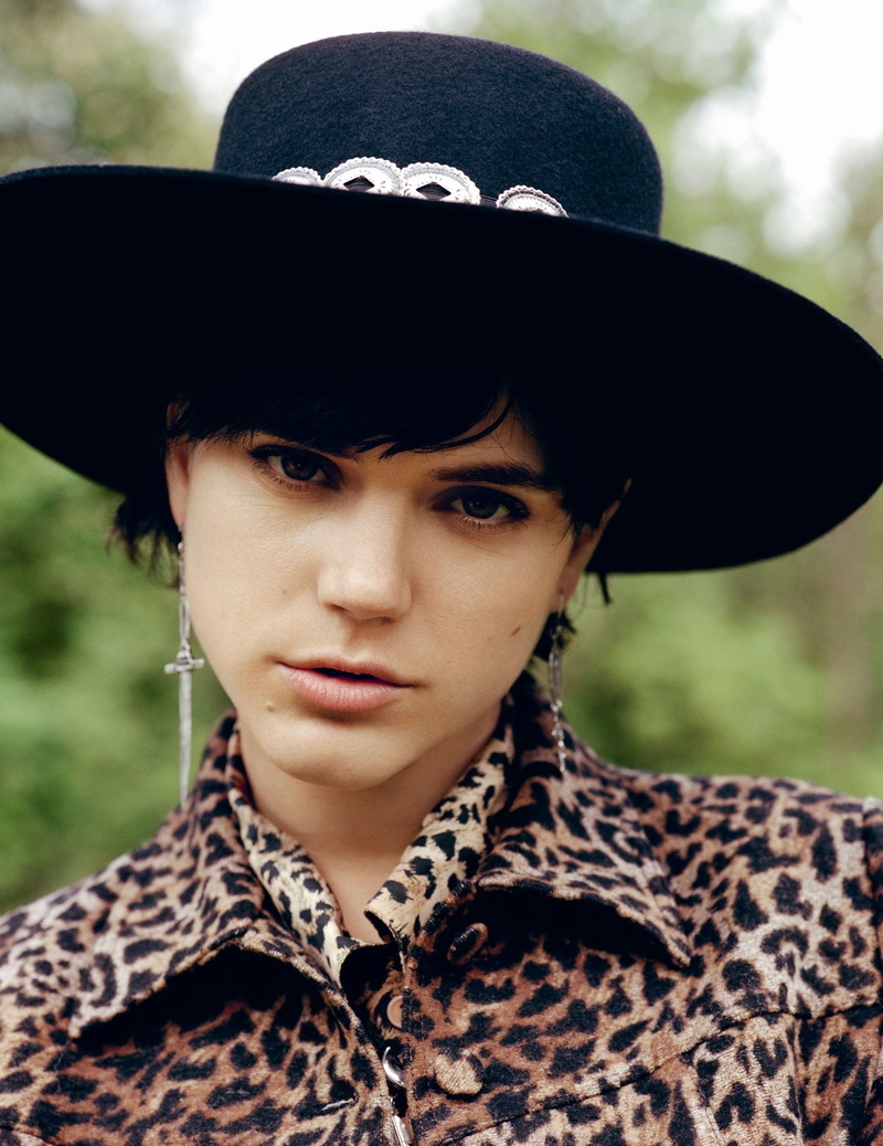 close-up, one person, young adult, clothing, portrait, nature, day, headshot, cowboy, fashion, scarf, brunette, adult, beautiful people, beautiful woman
