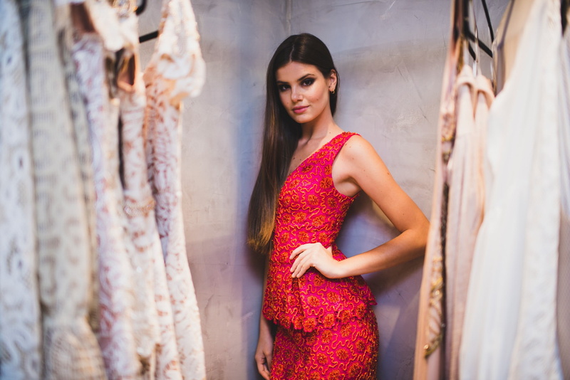 fashion, 1080P, dress, lifestyles, Latinas, standing, wall, three quarter length, clothing, red dress, long hair, hairstyle, one person, young adult, retail